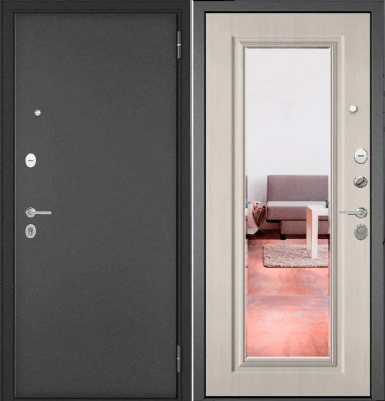 Фото Дверь Бульдорс TRUST ECO - 90 Букле антрацит, Ларче бьянко - Е - 140 DIS006930